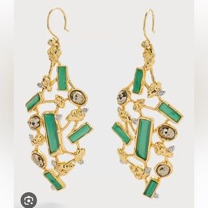 Alexis Bittar Brut Cluster Large Drop Earrings, Malachite